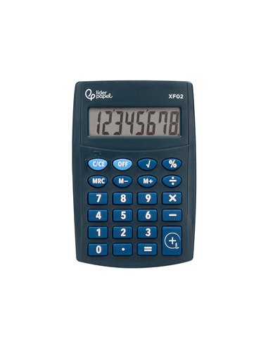 CALCULATRICE DE POCHE LIDERPAPEL XF02 8 CHIFFRES  AVEC PILE 99X64X9 MM COLORIS  BLEU