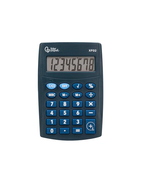 CALCULATRICE DE POCHE LIDERPAPEL XF02 8 CHIFFRES  AVEC PILE 99X64X9 MM COLORIS  BLEU