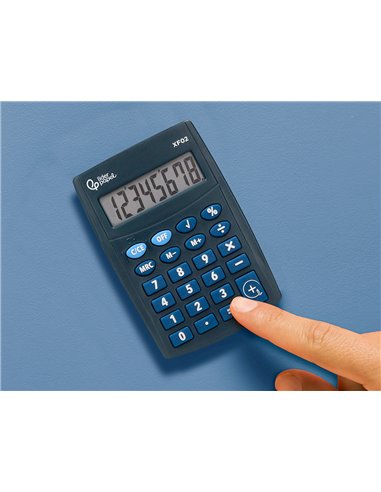 CALCULATRICE DE POCHE LIDERPAPEL XF02 8 CHIFFRES  AVEC PILE 99X64X9 MM COLORIS  BLEU