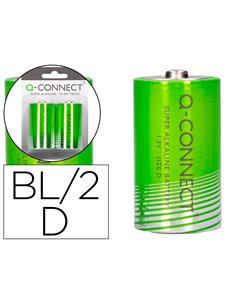 PILE Q-CONNECT ÉCONOMIQUE CAPACITÉ 1.5V I.C.E. LR20 TAILLE D BLISTER 2 UNITÉS