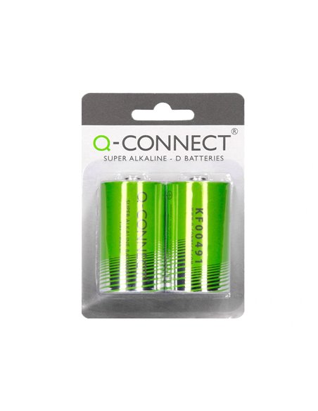 PILE Q-CONNECT ÉCONOMIQUE CAPACITÉ 1.5V I.C.E. LR20 TAILLE D BLISTER 2 UNITÉS