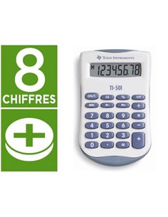 CALCULATRICE TEXAS INSTRUMENTS POCHE TI-501 MÉMOIRE TOUCHE POURCENTAGE PILE 56X91X11MM 28G