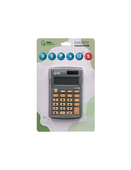 CALCULATRICE DE POCHE XF05 8 CHIFFRES SOLAIRE ET PILES 98X62X8 MM COLORIS GRIS