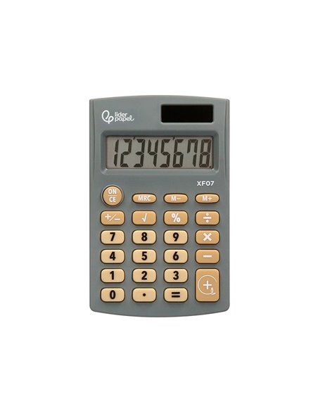 CALCULATRICE DE POCHE XF05 8 CHIFFRES SOLAIRE ET PILES 98X62X8 MM COLORIS GRIS