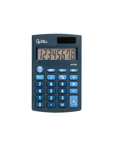 CALCULATRICE DE POCHE XF05 8 CHIFFRES SOLAIRE ET PILES 98X62X8 MM COLORIS BLEU