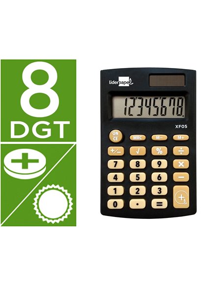 CALCULATRICE DE POCHE XF05 8 CHIFFRES SOLAIRE ET PILES 98X62X8 MM COLORIS NOIR