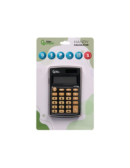 CALCULATRICE DE POCHE XF05 8 CHIFFRES SOLAIRE ET PILES 98X62X8 MM COLORIS NOIR