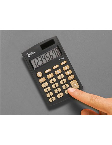 CALCULATRICE DE POCHE XF05 8 CHIFFRES SOLAIRE ET PILES 98X62X8 MM COLORIS NOIR