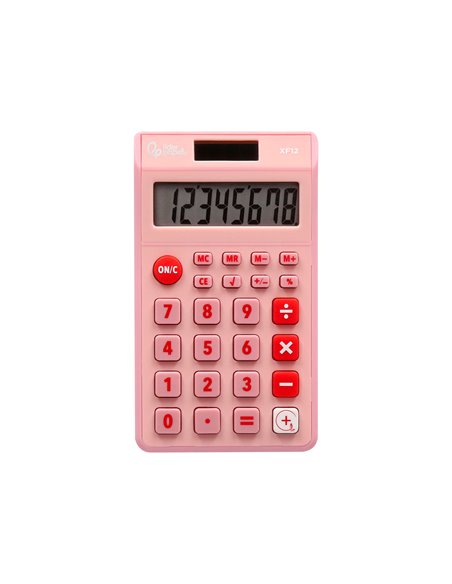 CALCULATRICE DE POCHE LIDERPAPEL XF12 8 CHIFFRES  SOLAIRE ET PILES 115X65X8 MM  COLORIS ROSE
