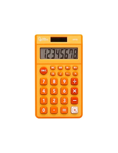 CALCULATRICE DE POCHE LIDERPAPEL XF10 8 CHIFFRES  SOLAIRE ET PILES 115X65X8 MM  COLORIS ORANGE