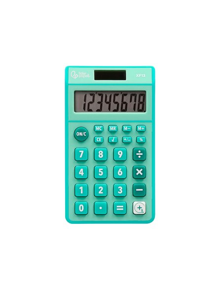 CALCULATRICE DE POCHE LIDERPAPEL XF13 8 CHIFFRES  SOLAIRE ET PILES 115X65X8 MM  COLORIS VERT