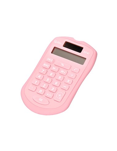 CALCULATRICE DE POCHE LIDERPAPEL XF41 8 CHIFFRES  SOLAIRE ET PILES 94X59,5X10,5MM COLORIS ROSE