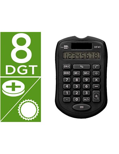 CALCULATRICE DE POCHE LIDERPAPEL XF43 8 CHIFFRES  SOLAIRE ET PILES 94X59,5X10,5MM COLORIS NOIR