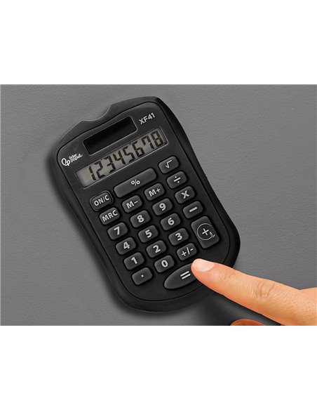 CALCULATRICE DE POCHE LIDERPAPEL XF43 8 CHIFFRES  SOLAIRE ET PILES 94X59,5X10,5MM COLORIS NOIR