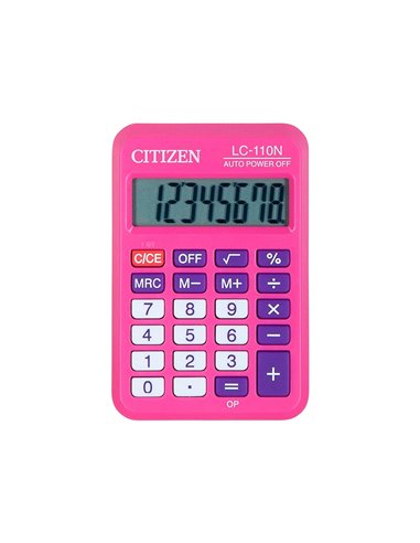 CALCULATRICE CITIZEN LC-110N POCHE 8 CHIFFRES ADDITION SOUSTRACTION MÉMOIRE PILE 87X58X12MM 31G COLORIS ROUGE