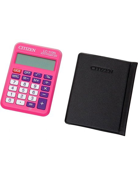 CALCULATRICE CITIZEN LC-110N POCHE 8 CHIFFRES ADDITION SOUSTRACTION MÉMOIRE PILE 87X58X12MM 31G COLORIS ROUGE