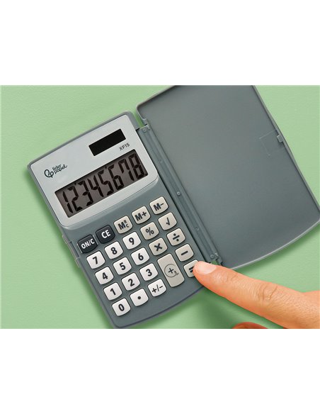 CALCULATRICE LIDERPAPEL DE POCHE XF15 10 CHIFFRES AVEC COUVERCLE SOLAIRE ET PILES  COLORIS GRIS 123X75X12 MM