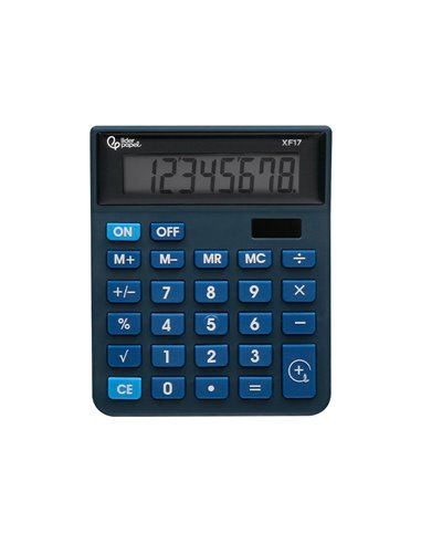 CALCULATRICE DE BUREAU LIDERPAPEL XF17 8 CHIFFRES  SOLAIRE ET PILES 127X105X24 MM COLORIS BLEU