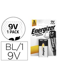 PILE ENERGIZER ALCALINE POWER I.C.E. 6LR61 9V BLISTER 1 UNITÉ