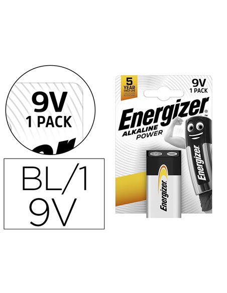 PILE ENERGIZER ALCALINE POWER I.C.E. 6LR61 9V BLISTER 1 UNITÉ