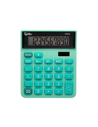 CALCULATRICE DE BUREAU LIDERPAPEL XF24 10 CHIFFRES SOLAIRE ET PILES 127X105X24 MM COLORIS VERT