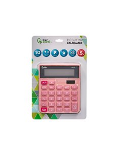CALCULATRICE DE BUREAU LIDERPAPEL XF20 10 CHIFFRES SOLAIRE ET PILES 127X105X24 MM COLORIS ROSE 2