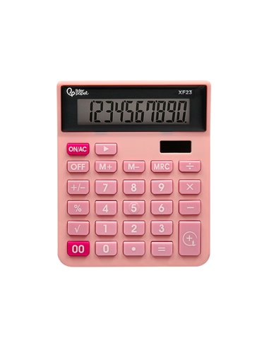 CALCULATRICE DE BUREAU LIDERPAPEL XF20 10 CHIFFRES SOLAIRE ET PILES 127X105X24 MM COLORIS ROSE