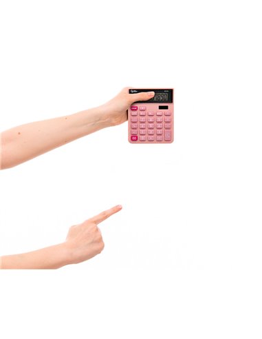 CALCULATRICE DE BUREAU LIDERPAPEL XF20 10 CHIFFRES SOLAIRE ET PILES 127X105X24 MM COLORIS ROSE