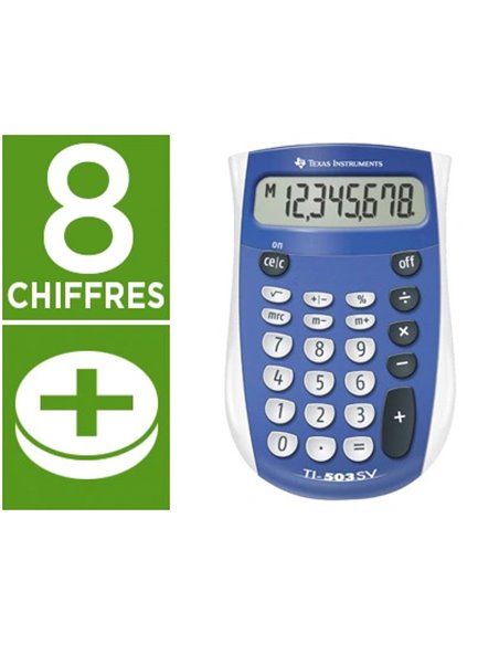 CALCULATRICE TEXAS INSTRUMENTS POCHE TI-503 SV MÉMOIRE RACINE CARRÉE POURCENTAGE PILE 79X121X19MM 61G