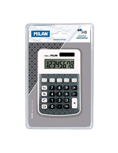 Calculatrice Milan 8 chiffres - Calculatrice de bureau - 3 touches de mémoire et racine carrée - Gris foncé