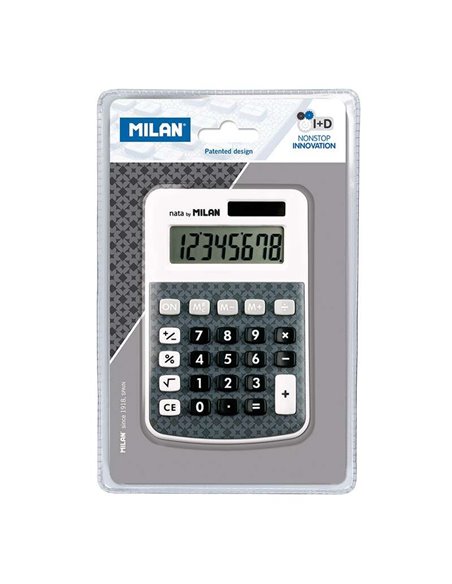 Calculatrice Milan 8 chiffres - Calculatrice de bureau - 3 touches de mémoire et racine carrée - Gris foncé