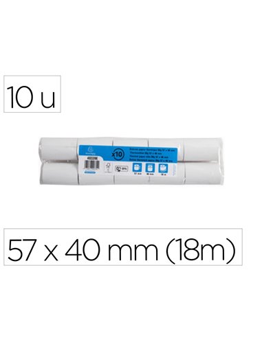 BOBINE THERMIQUE EXACOMPTA TICKETS CARTE BANCAIRE 1 PLI SANS BPA 57X40MM MANDRIN 12MM MÉTRAGE 18M LOT 10 ROULEAUX