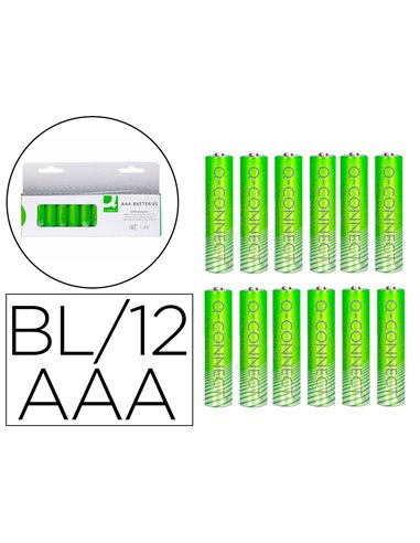 PILE Q-CONNECT ALCALINE AAA BLISTER 12 UNITES