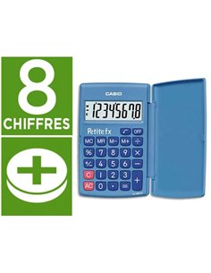 CALCULATRICE CASIO SCIENTIFIQUE PETITE FX 4 OPÉRATIONS GRAND ÉCRAN SPÉCIAL ENFANTS MÉMOIRE PILE 120X75X10.7MM 70G BLEU