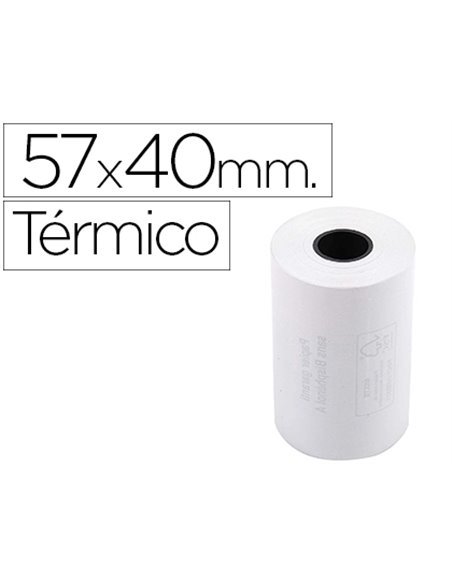 BOBINE THERMIQUE EXACOMPTA TICKETS CARTE BANCAIRE 1 PLI SANS BPA 57X40MM MANDRIN 12MM MÉTRAGE 18M LOT DE 10 ROULEAUX