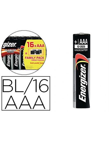 PILE ENERGIZER ALCALINE POWER I.C.E. LR03 TAILLE AAA BLISTER 16 UNITÉS