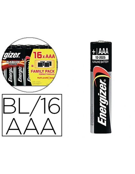 PILE ENERGIZER ALCALINE POWER I.C.E. LR03 TAILLE AAA BLISTER 16 UNITÉS