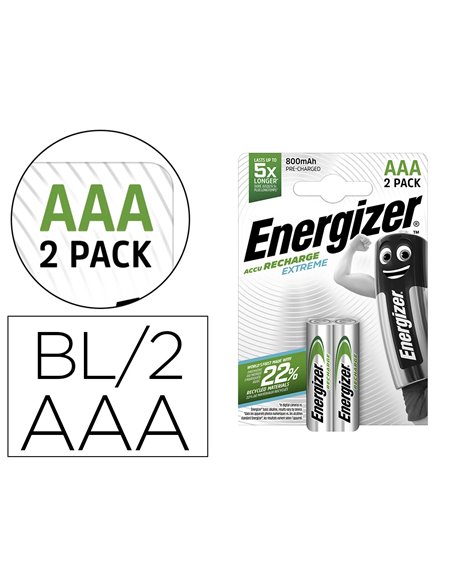 PILE ENERGIZER RECHARGEABLE EXTRÊME HR3 AAA 800 BLISTER 2 UNITÉS