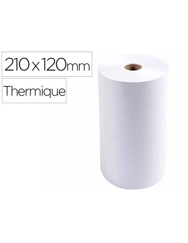 BOBINE THERMIQUE EXACOMPTA TELEX 1 PLI EXTRA BLANC 60G 210X120MM MANDRIN 25MM  METRAGE 120M