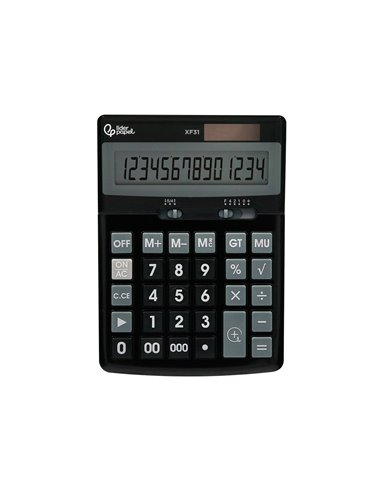 CALCULATRICE DE BUREAU LIDERPAPEL XF31 14 CHIFFRES SOLAIRE ET PILES COLORIS NOIR 170X122X35 MM