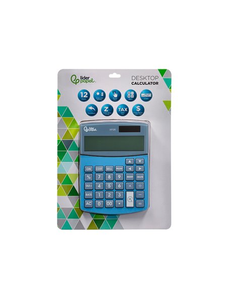 CALCULATRICE DE BUREAU LIDERPAPEL XF28 12 CHIFFRES DOUBLE LIGNE COUTS VENTES MARGE TAXES SOLAIRE ET PILES