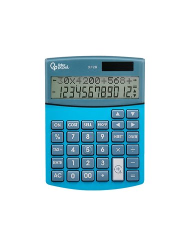 CALCULATRICE DE BUREAU LIDERPAPEL XF28 12 CHIFFRES DOUBLE LIGNE COUTS VENTES MARGE TAXES SOLAIRE ET PILES