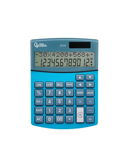 CALCULATRICE DE BUREAU LIDERPAPEL XF28 12 CHIFFRES DOUBLE LIGNE COUTS VENTES MARGE TAXES SOLAIRE ET PILES