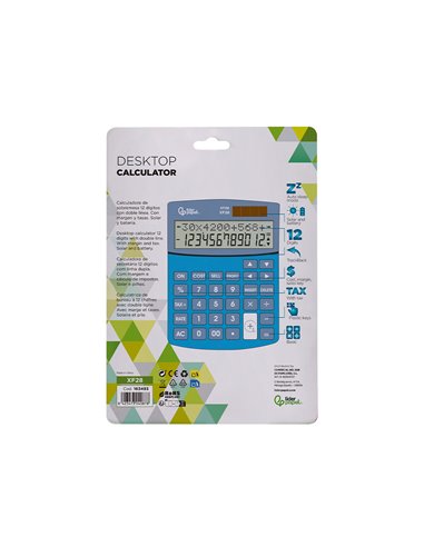 CALCULATRICE DE BUREAU LIDERPAPEL XF28 12 CHIFFRES DOUBLE LIGNE COUTS VENTES MARGE TAXES SOLAIRE ET PILES