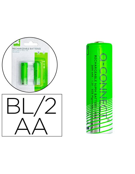 PILE Q-CONNECT ALCALINE AA RECHARGEABLE BLISTER 2 UNITES
