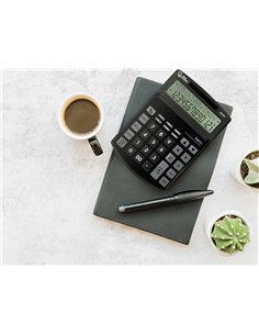 CALCULATRICE DE BUREAU LIDERPAPEL XF40 12 CHIFFRES DOUBLE LIGNE SOLAIRE ET PILES 175X120X30MM COLORIS NOIR 2