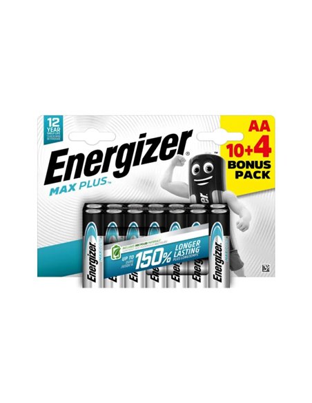 PILE ENERGIZER MAX PLUS LR06/AA 1,5V BLISTER 10 + 4 GRATUITES