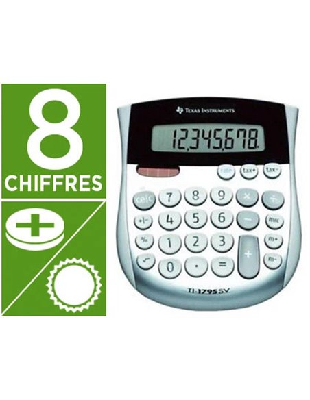 CALCULATRICE TEXAS INSTRUMENTS BUREAU TI-1795SV ADDITION SOUSTRACTION MÉMOIRE PILE SOLAIRE 140X121X26MM 110G