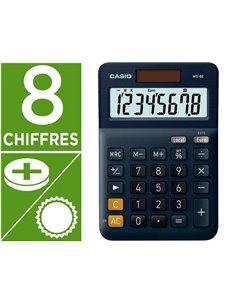 CALCULATRICE CASIO BUREAU MS8E GRAN ECRAN 8 CHIFFRES  EURO CONVERTISSEUR MEMOIRE  SOLAIRE/PILE COULEUR BLEU