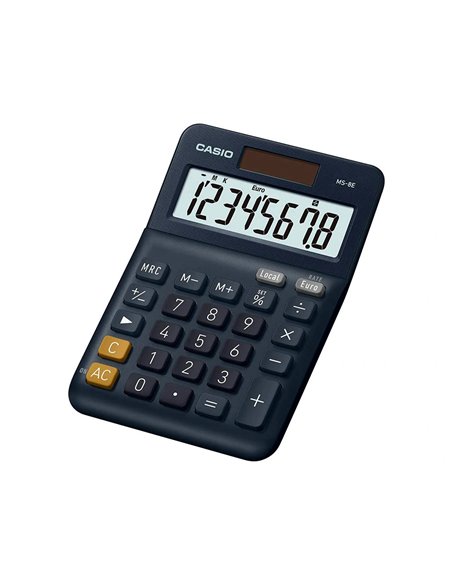 CALCULATRICE CASIO BUREAU MS8E GRAN ECRAN 8 CHIFFRES  EURO CONVERTISSEUR MEMOIRE  SOLAIRE/PILE COULEUR BLEU
